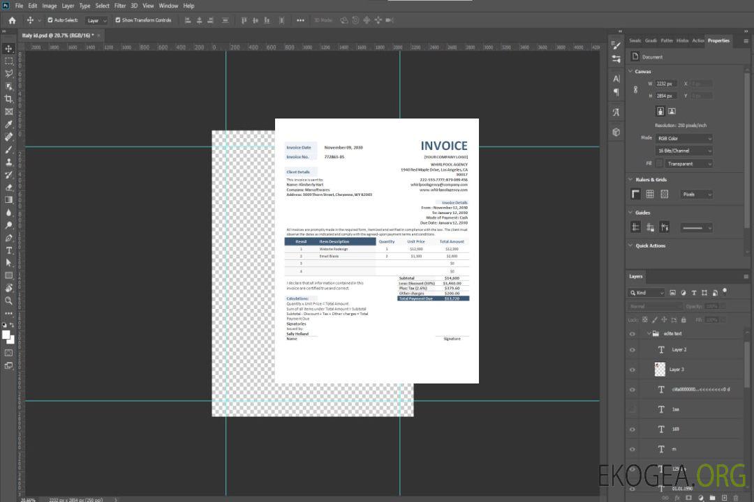 Modèle de format de facture d'agence de publicité template Modèle de format de facture d'agence de publicité template